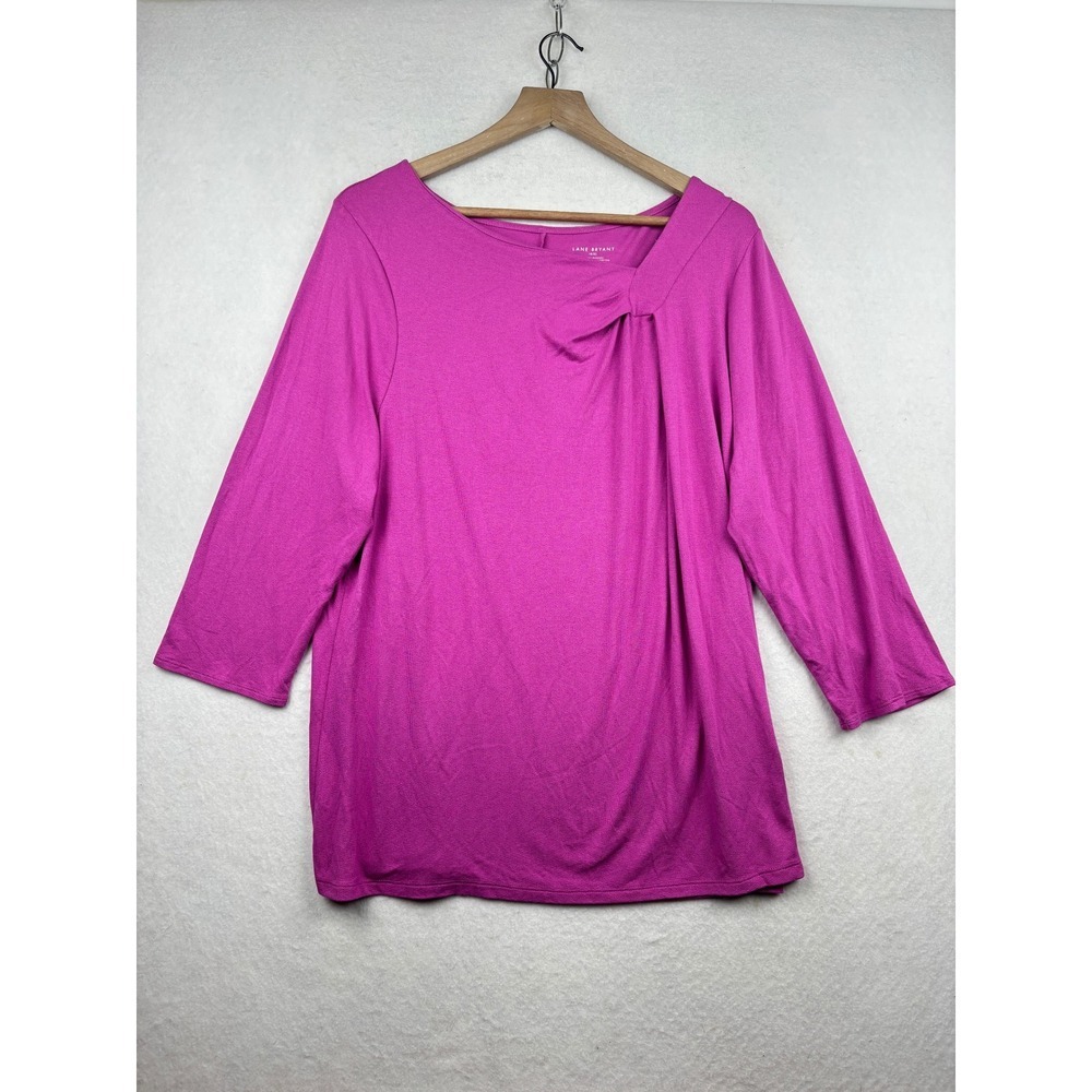 Lane Bryant Top Womens 18 20 Pleated Asymmetrical‎ Neck Rayon Stretch NWT